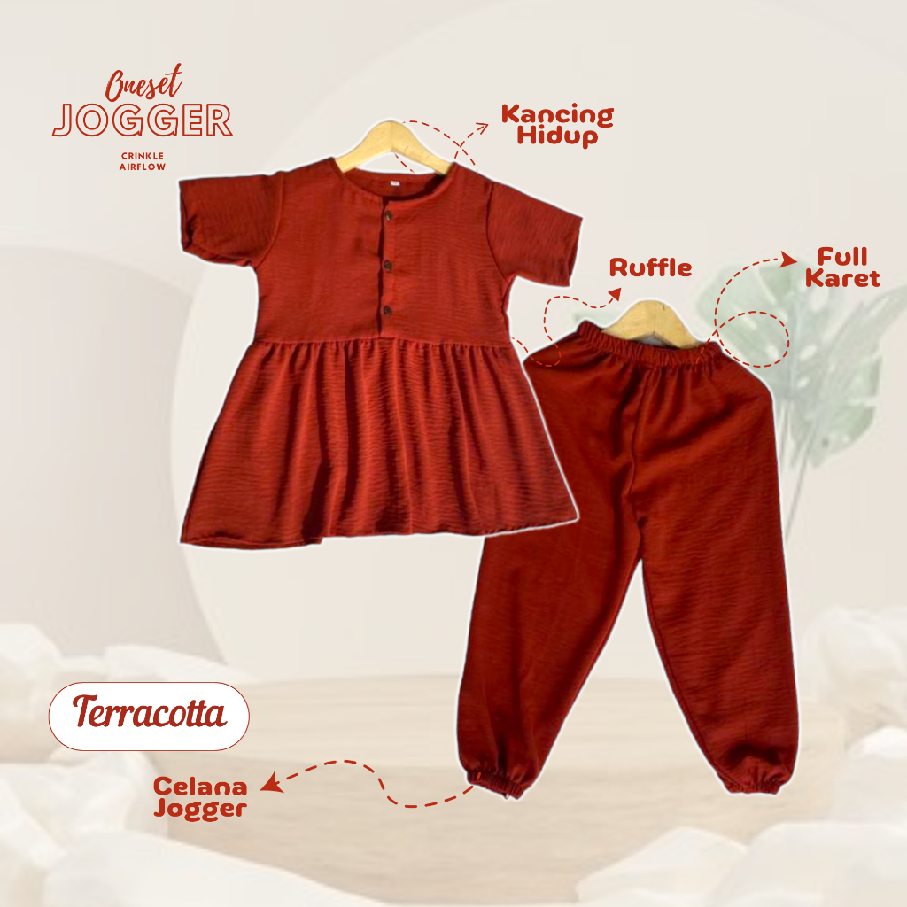 BAJU ANAK SETELAN JOGER ANAK PEREMPUAN//STELAN CRINKLE AIRFLOW