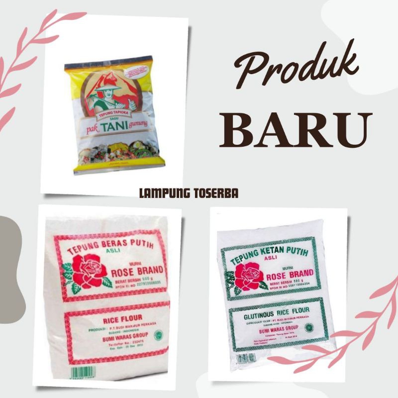 

SAGU Pak TANI Gunung | Tepung Tapioka 500gr / Tepung Beras / Tepung Ketan Rosebrand 500gr