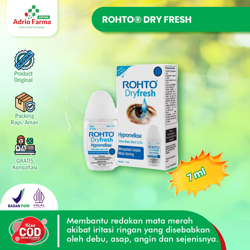 ROHTO - DRY FRESH TETES MATA Botol @ 7ml - Meringankan Kemerahan & Iritasi Pada Mata - Tetes Mata Pe