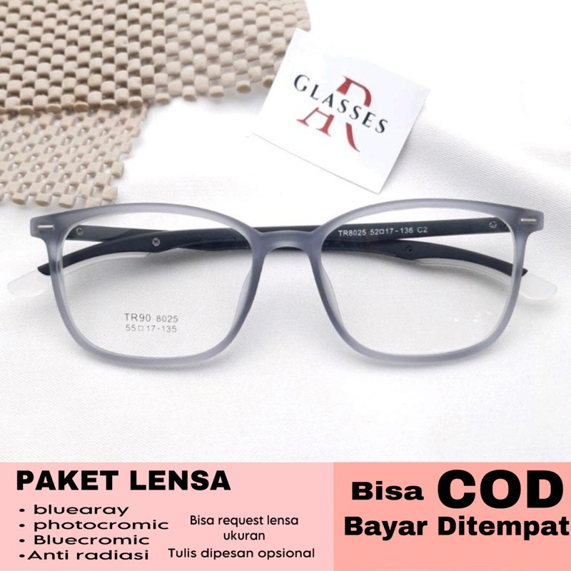kacamata Fashion Crack Kotak TR90 Lentur AR8025 Pria/Wanita