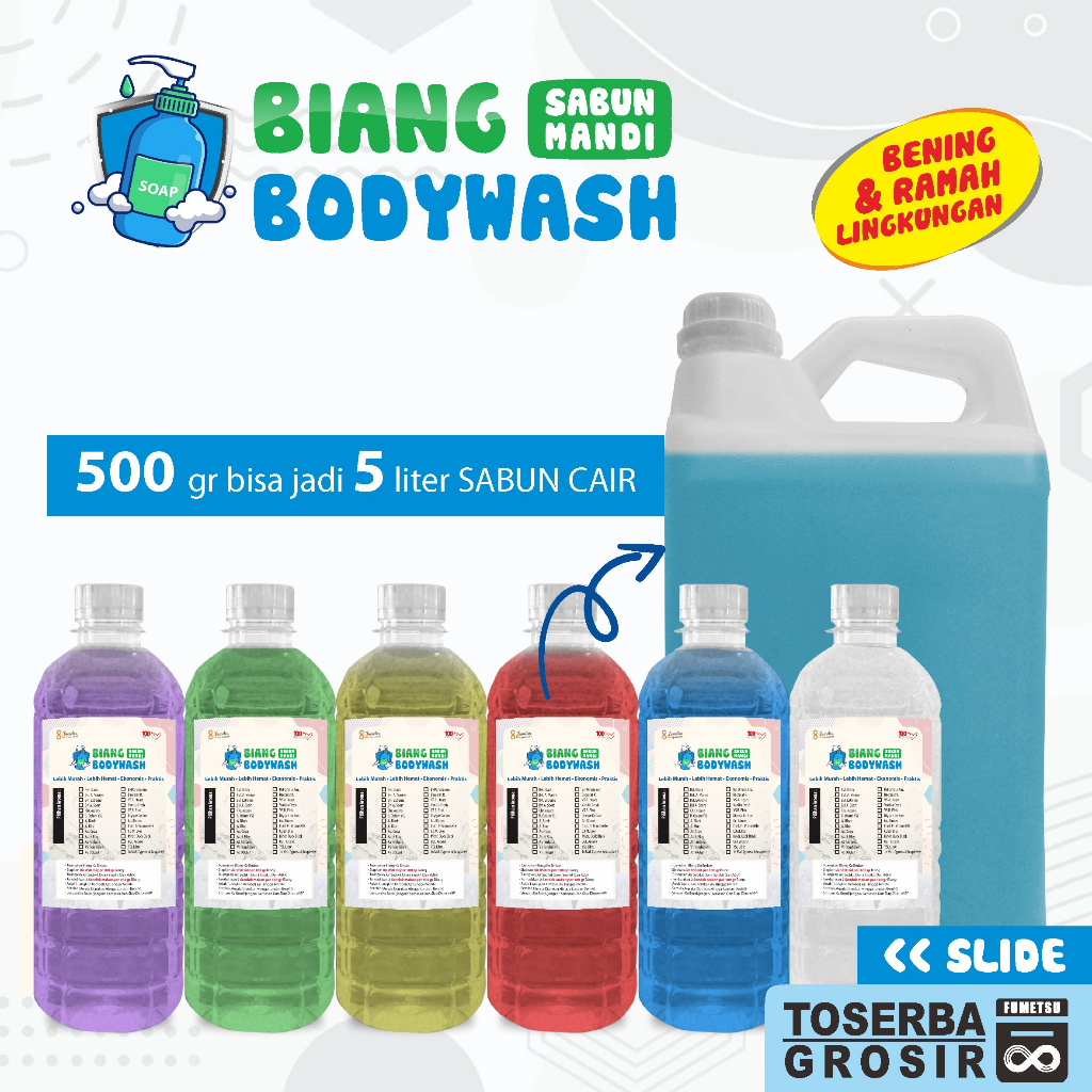 Biang Sabun Mandi 500 Gram = 5 Liter Wangi Segar | Wangi Harum, Lembut & Hemat | Biang Sabun Cair Ma