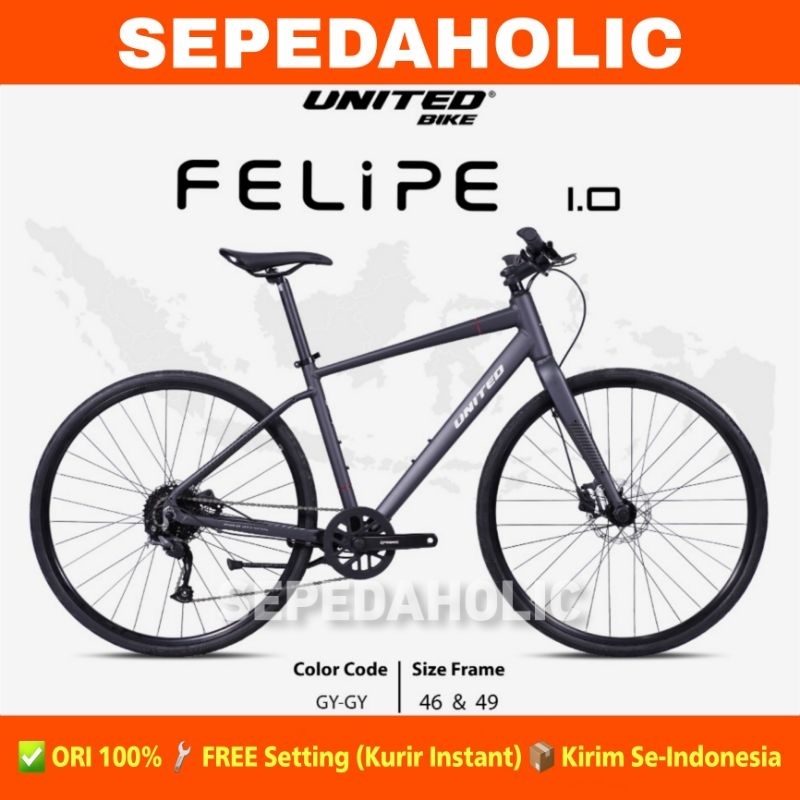 Sepeda Hybrid Roadbike UNITED FELIPE 1.0 Alloy 700C 9 Speed Balap