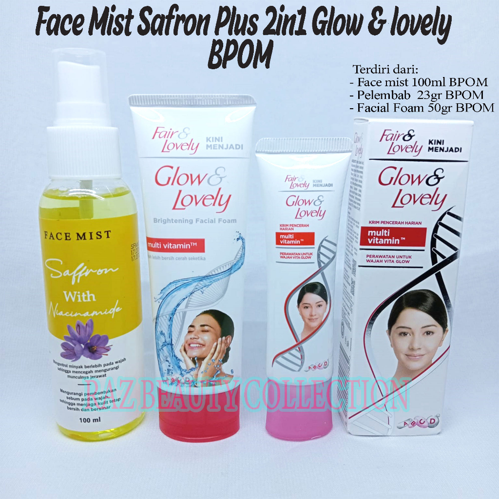 Paket 3in1 Fair &amp; Lovely BPOM Plus Face Mist Saffron BPOM