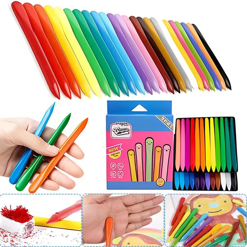 MH - TRIANGULAR CRAYON NON TOXIC ISI 24PCS - CRAYON WATERPROOF