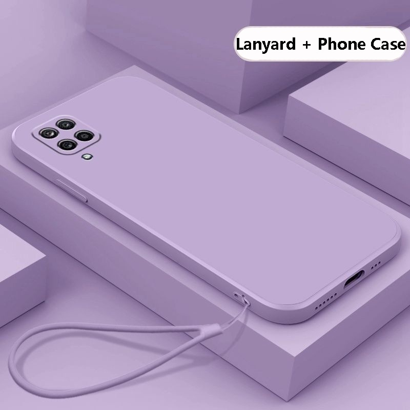 CASE SAMSUNG A22 4G M22 M32 SOFT CASE FREE TALI LANYARD LIQUID SILIKON CASING COVER HP