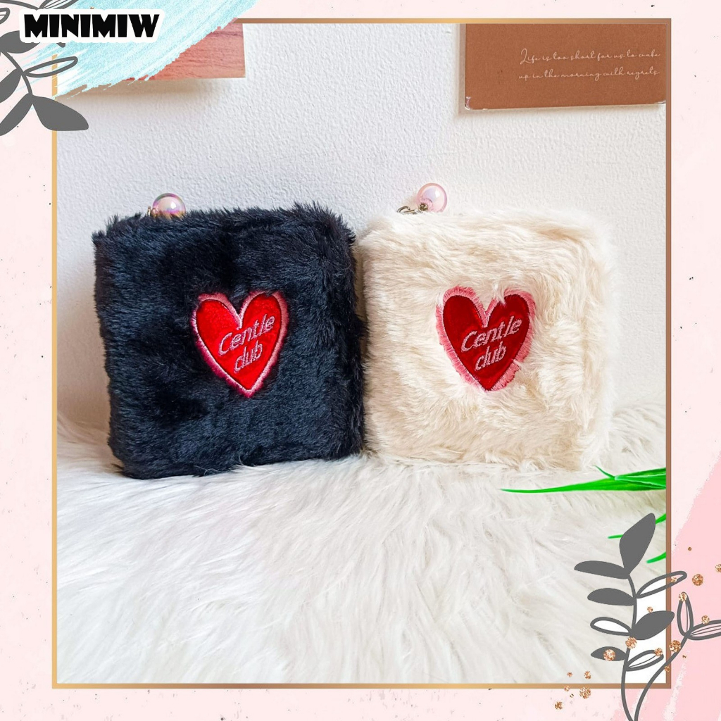 DOMPET BULU LONELY CLUB CENTLE.ID SLETING MUTIARA PURSE tebal awet by bentoy lucu imut pink hitam CO