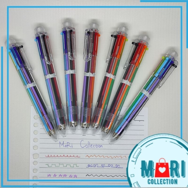 

MRC Pulpen 6 warna transparan ballpoint Six-in-one color