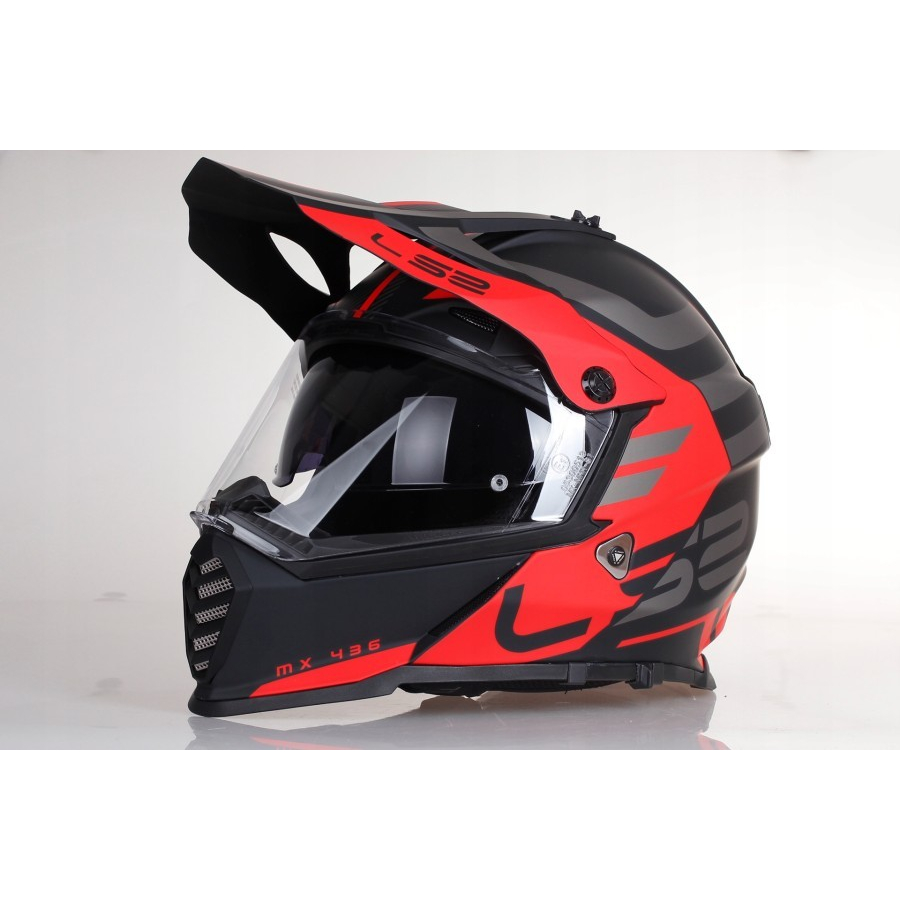 Helm Trail Adventure LS2 MX436 Pioneer Evo Adventurer Matt Black Red