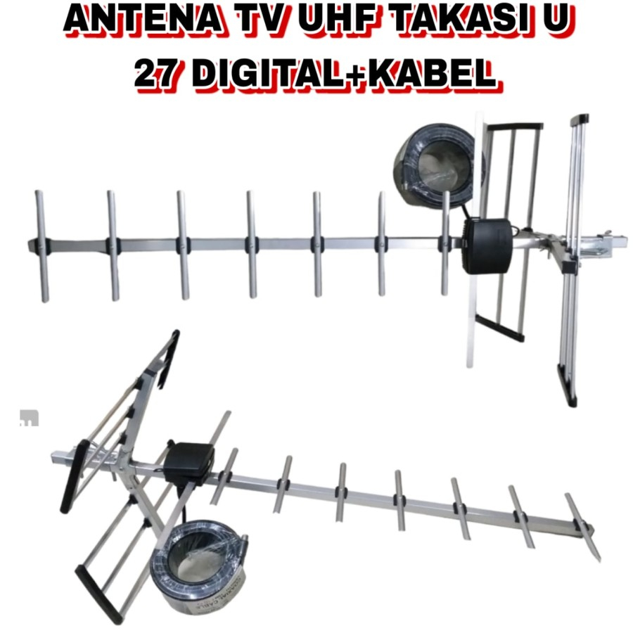 Antena Tv Digital TAKASI UHF U-27 U27 U 27 FULL BESI + KABEL 15 Meter
