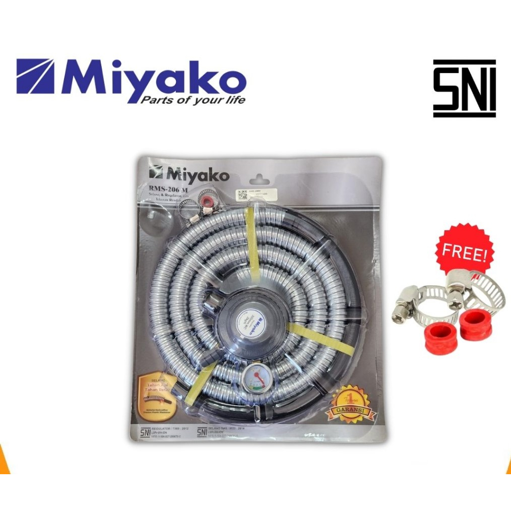 Selang + Regulator Kompor MIYAKO RMS 206 M / RMS 206M / RMS206M / RMS206 M ORIGINAL