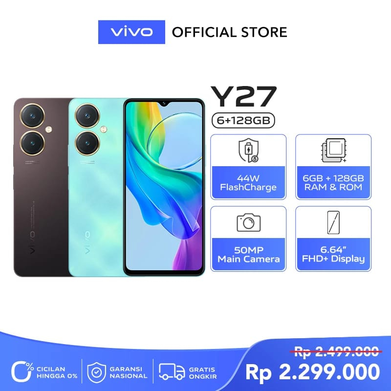VIVO Y27 4G RAM 6+6GB/128GB GARANSI RESMI NASIONAL