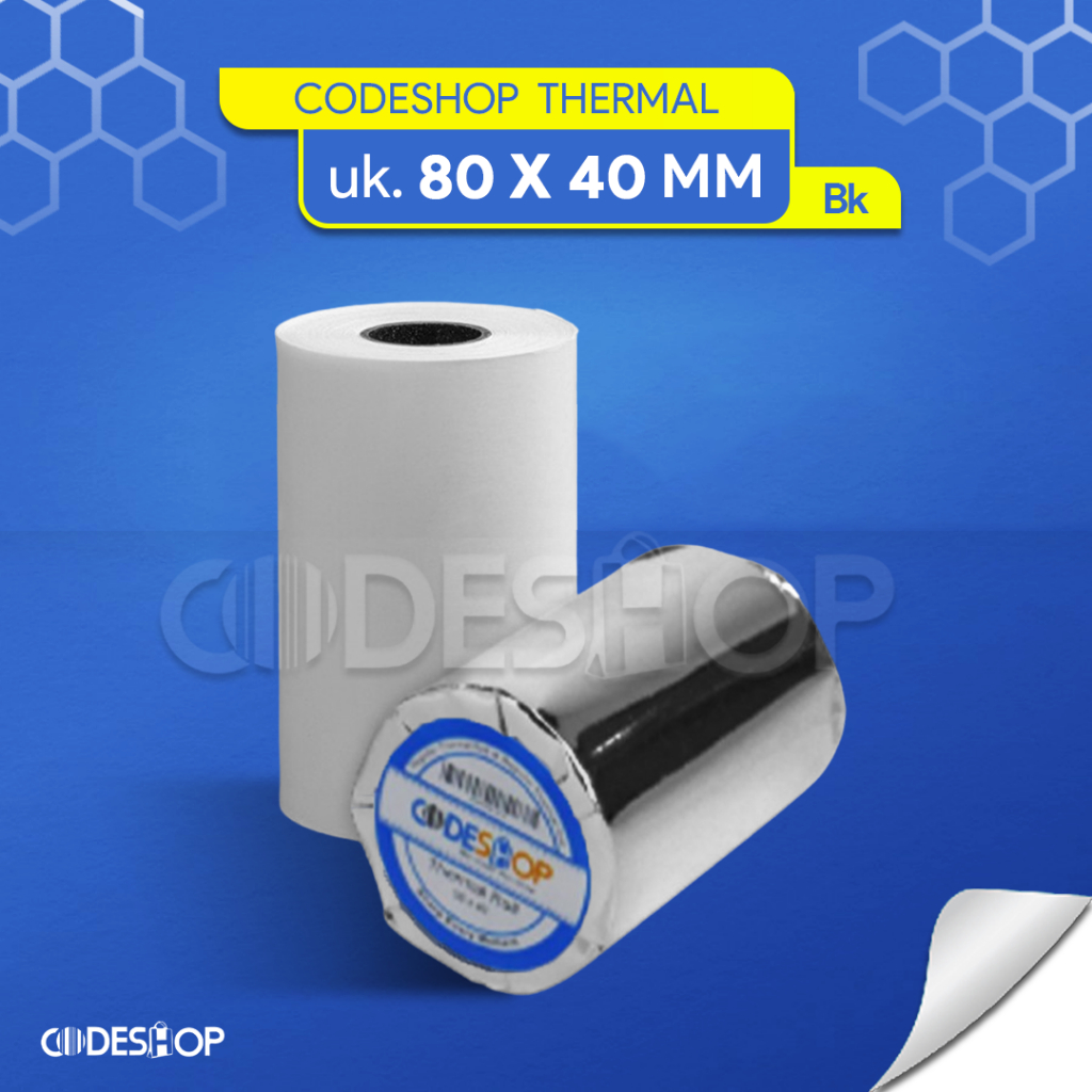 

Kertas Thermal Codeshop 80 x 40 mm Isi 10 Roll