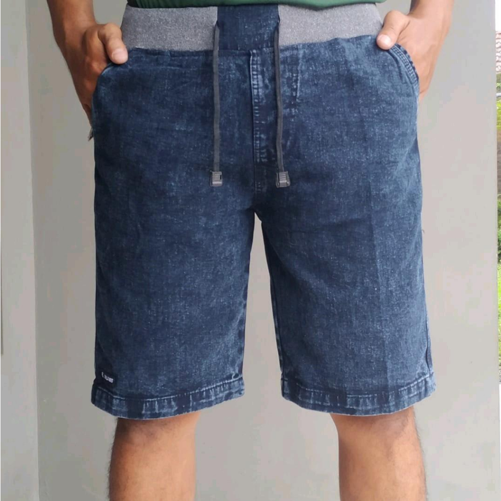 JEANS RIP JEANS PENDEK PRIA PINGGANG KARET RIP DISTRO 27-51 // CELANA JEANS PENDEK PINGGANG KARET PR