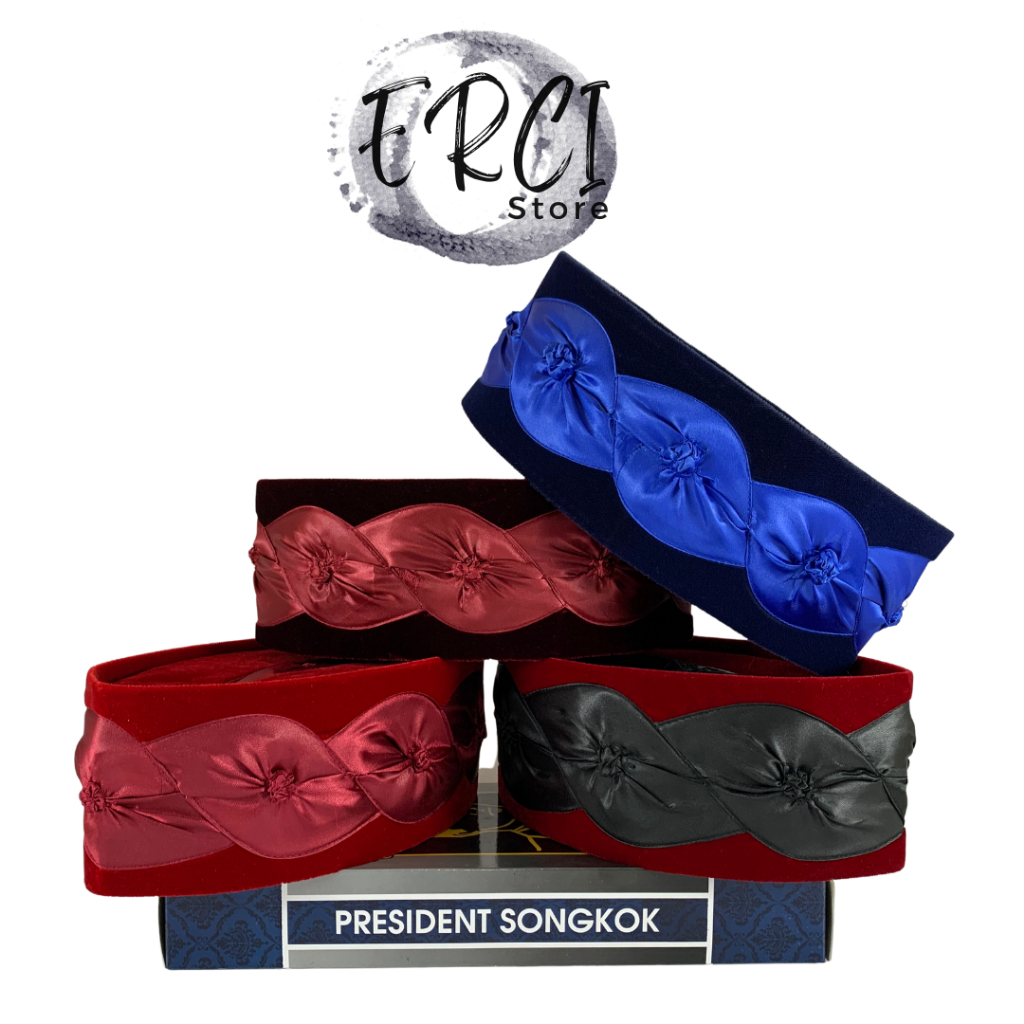 Songkok AWANG CITRA KEMBANG KOL AC Hitam Merah Maroon Biru / Kopeah Beludru / Peci Anak Dewasa / Kop