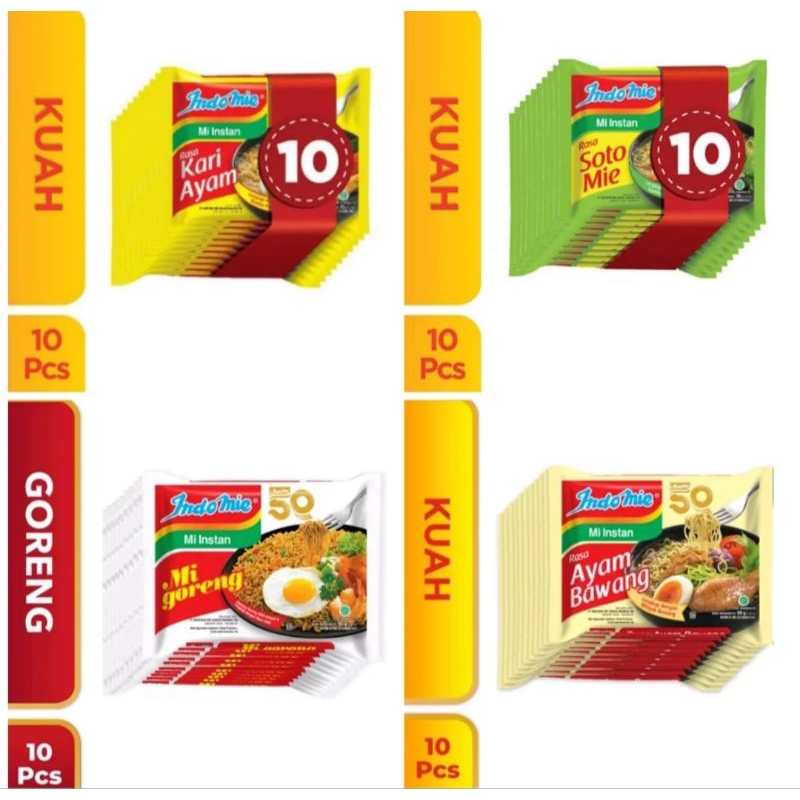 

PAKET MIX INDOMIE CAMPUR 4 RASA 1 DUS ( ISI 40 PCS )