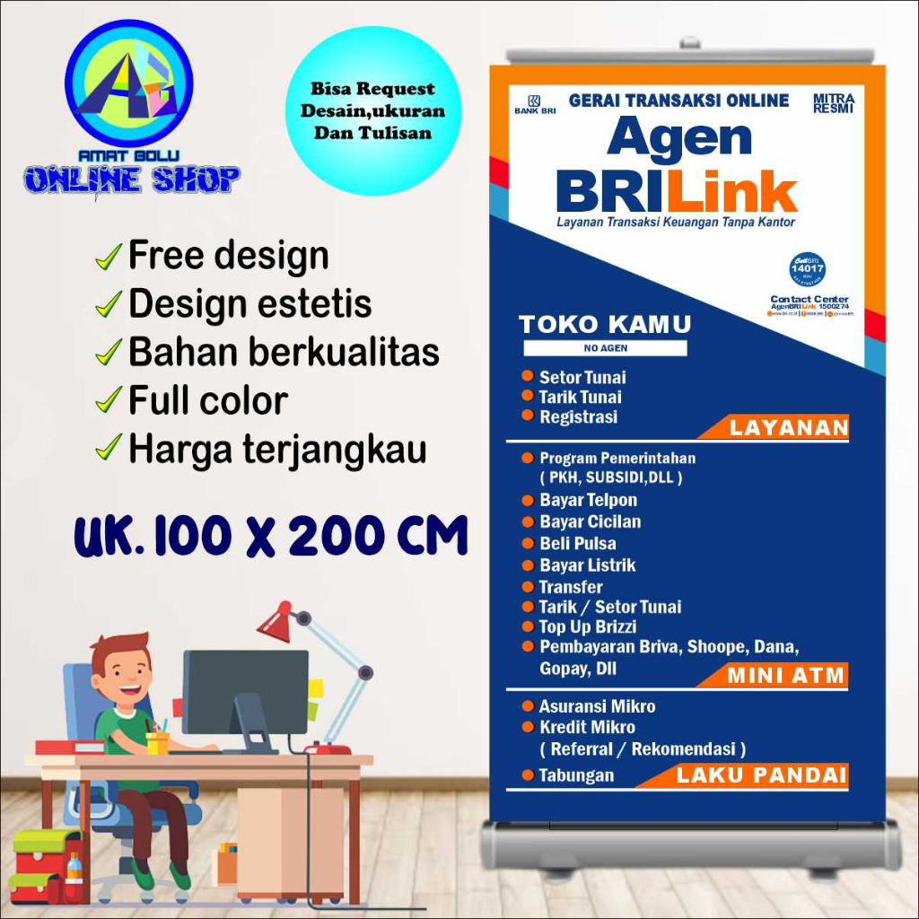 SPANDUK AGEN BRILINK UKURAN 100X200 BISA REQUEST