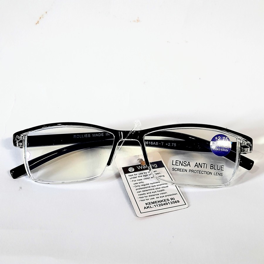 Kacamata Baca Plus Wanita Pria, Kacamata Rabun Dekat, Frame Kacamata Baca Lensa Blue Ray Rabun Dekat