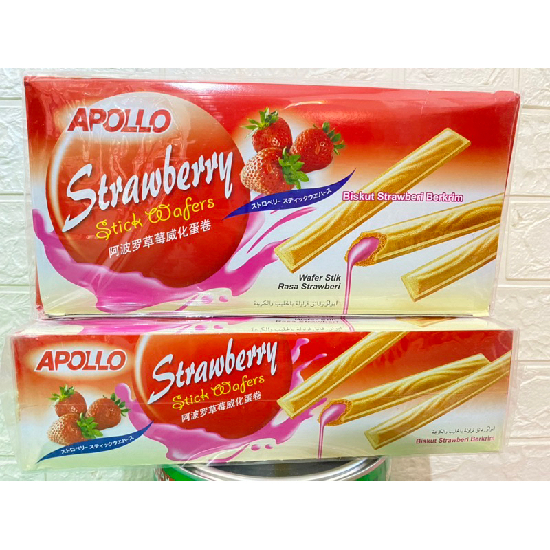 

Apollo stick wafer coklat pandan stroberi Malaysia