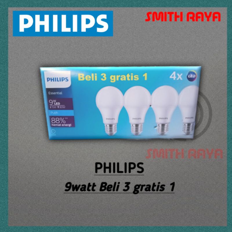 Philip LED essential Beli 3 gratis1  9watt,11watt paket(3+1)