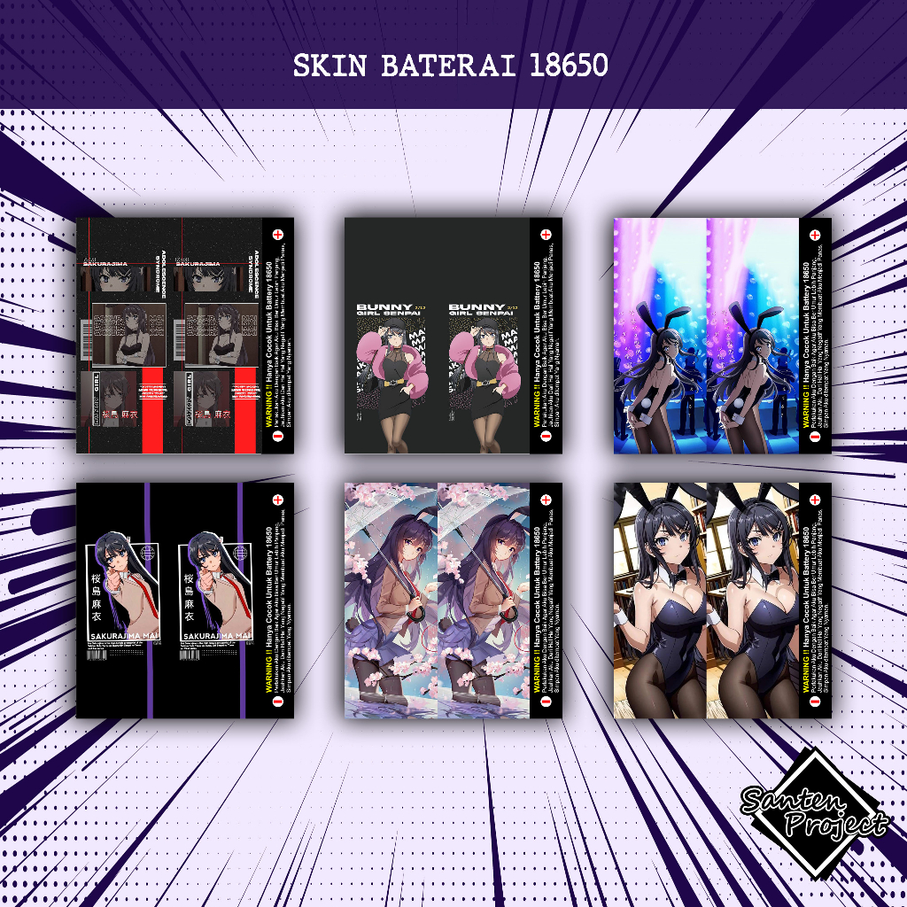 

STIKER SKIN WRAP BATERAI 18650 - PELINDUNG BATERAI (MAI SAKURAJIMA BUNNY GIRL)