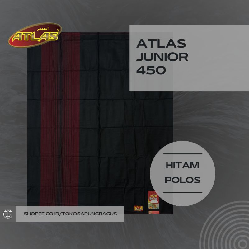 Sarung Anak Atlas Junior 450 Warna Hitam Polos