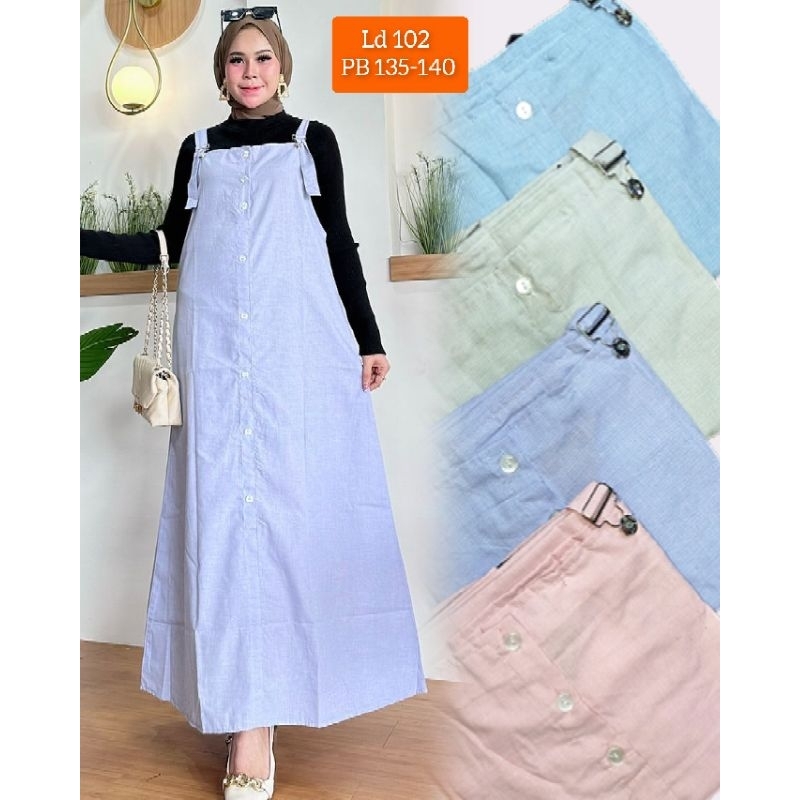 Vania overall katun haruka BONUS KAOS INNER / overall gamis polos / overall katun polos / baju kodok