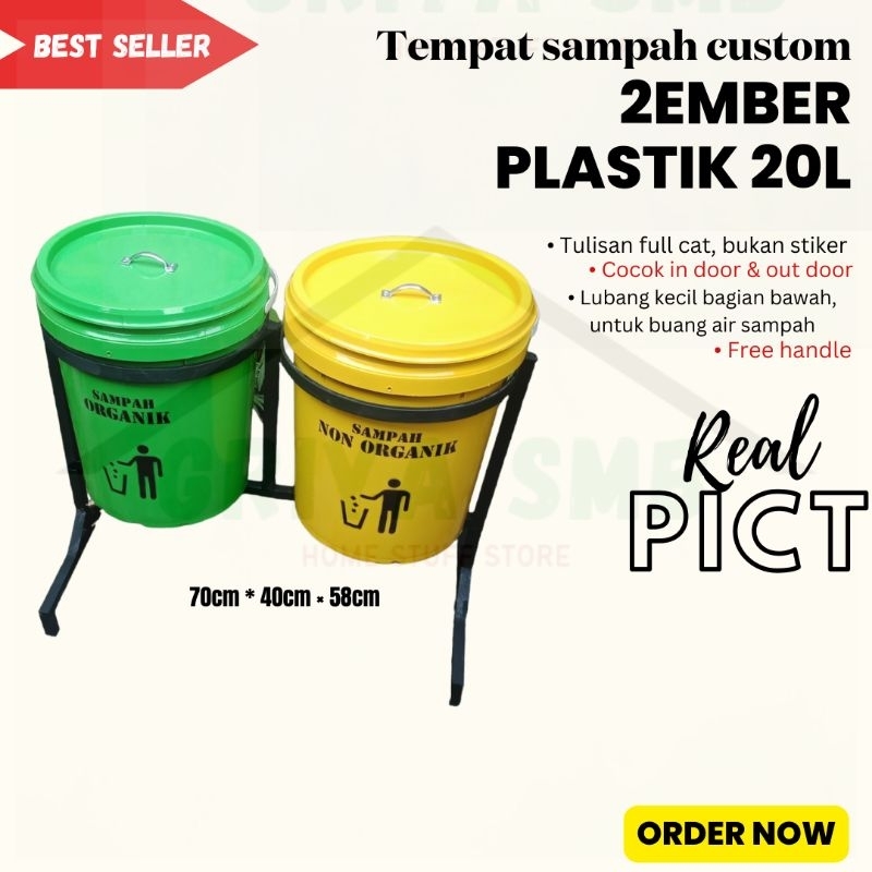 Best Seller Tong Sampah 2 Ember Besar Tong Sampah Drum Organik Anorganik Tempat Sampah Besar Drum