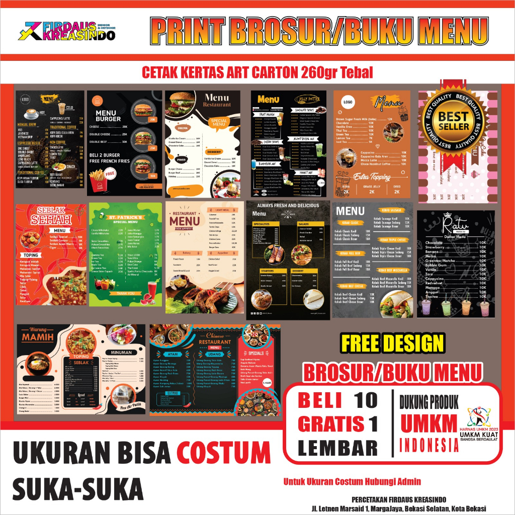 

CETAK BUKU MENU RESTORANT / BUKU MENU KULINER / BROSUR COSTUM MURAH
