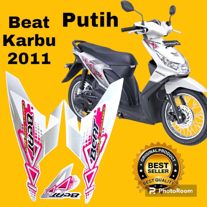 striping stiker honda beat karbu 2011 putih, stiker lis body motor beat 2011 putih