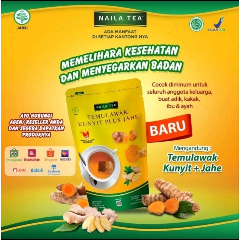 

Naila Tea Temulawak /Naila Tea Pelangsing/ Naila Tea Pelancar Asi/ Naila Tea Kulit Manggis