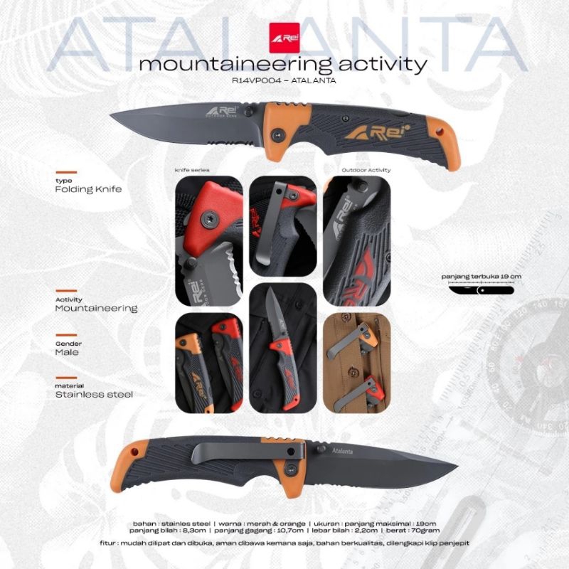 Pisau Lipat Gunung ATLANTA AREI OUTDOORGEAR - Pisau Lipat Camping REI ATALANTA