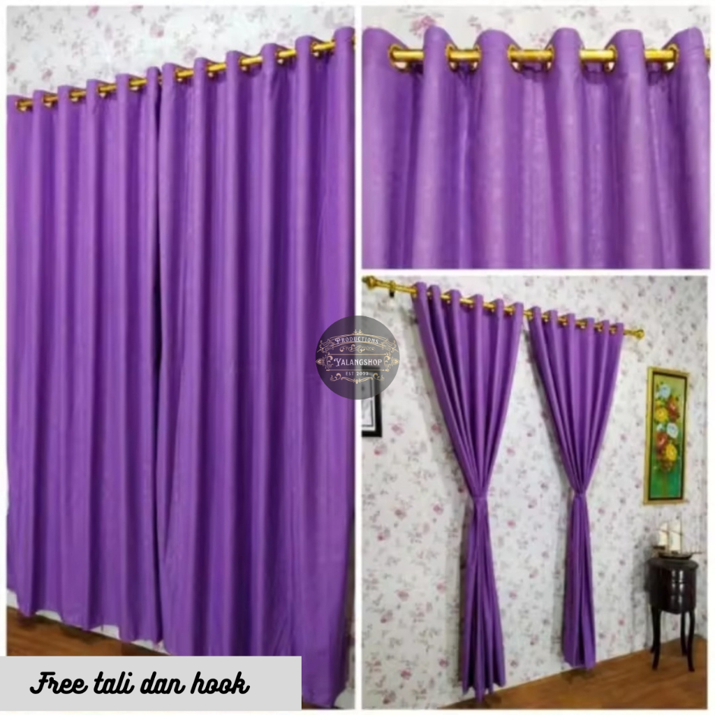 Hordeng Jendela Polos Embos model terbaru smokring ring pintu dan jendela ukuran lebar 2 Meter Panja