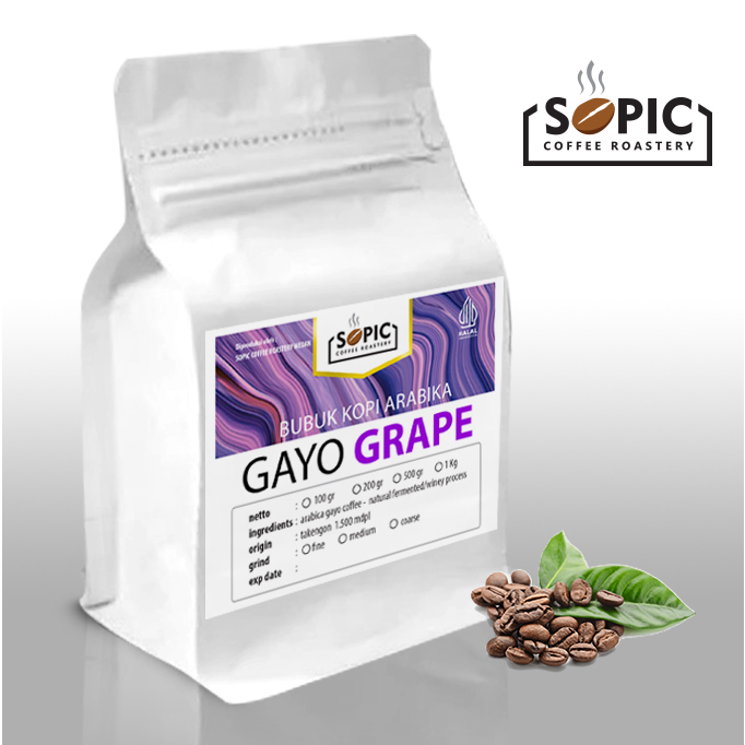 

Bubuk Kopi Arabica Gayo Grape 200 gr