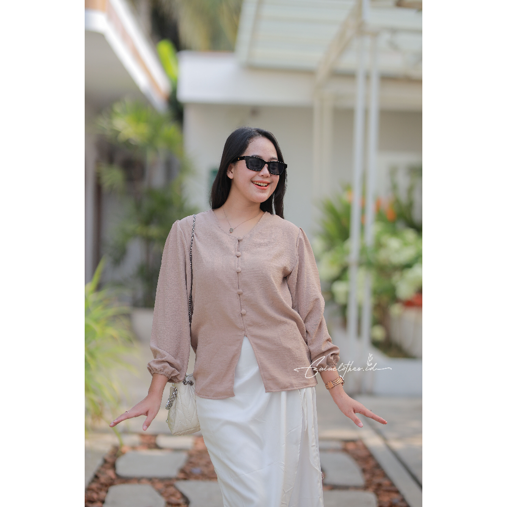 Luisa Blouse Crinkel, Atasan wanita bigsize casual, blouse jumbo LD 95-145Cm