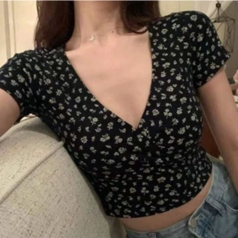 Top Atasan Korean Baju Wanita Crop Sexy