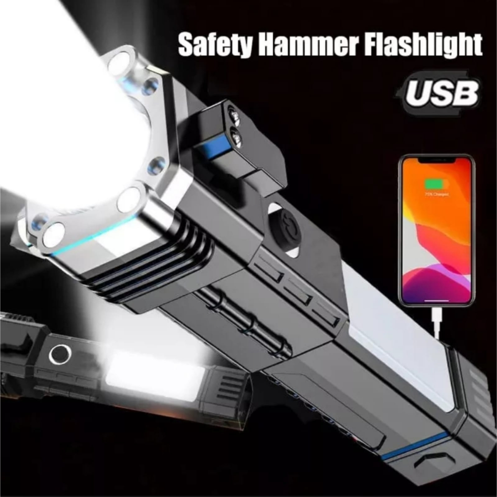 SENTER LED MULTIFUNGSI HUMMER EMERGENCY PLUS 4 MAGNET / SENTER CAS USB