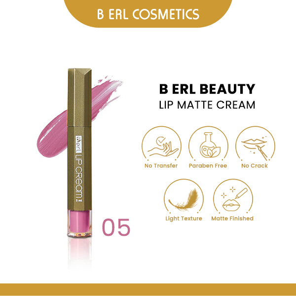 Skin Care Beauty Lipcream Matte 05 Nude Purple B Erl Cosmetics Lipstik B Erl Terbaru Termurah