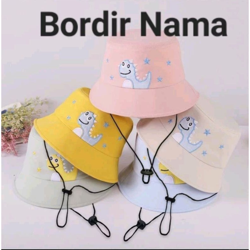 Topi Bucket Bordir Nama Hat Tali //Bucket Dino Anak Bordir Nama