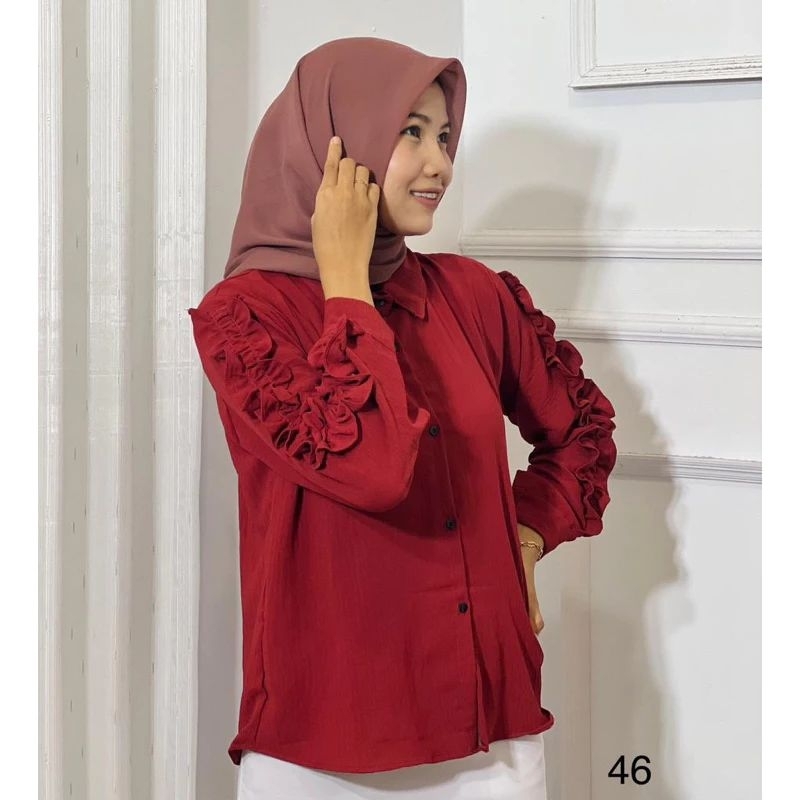 BRIANA BLOUSE CRINKLE LENGAN REMPEL