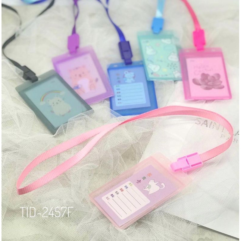 

ID Card Horder Pita Transparan - Name Tag Transparan Warna - Gantungan Kartu Pengenal Transparan Warna - Lanyard Holder