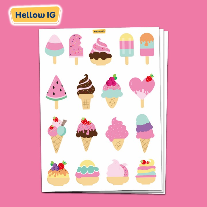 

STICKER CUTE ICE CREAM STIKER ES KRIM LUCU PINK BOTOL HELM AESTHETIC KOPER HP LAPTOP LUCU PREMIUM WATERPROOF
