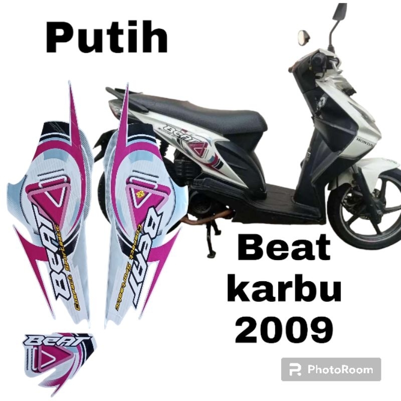 striping stiker honda beat karbu 2009 putih, lis body motor beat karbu 2009 putih