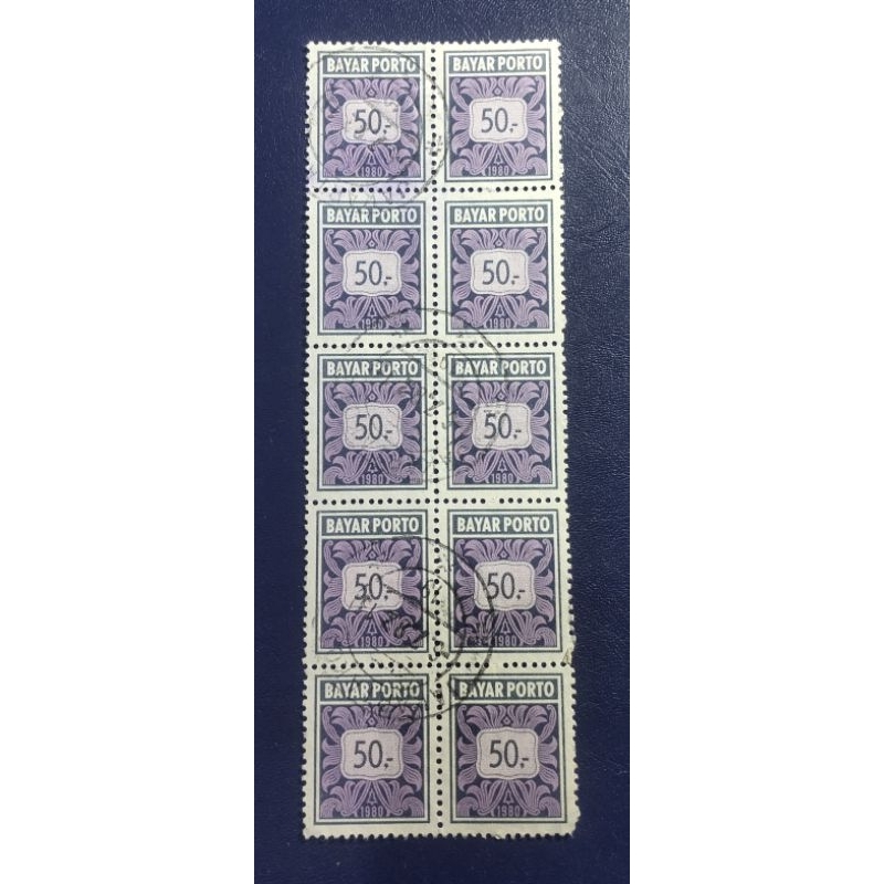 

prangko lawas bayar porto 50 rupiah Blok 10 (10 keping) Thn 1980