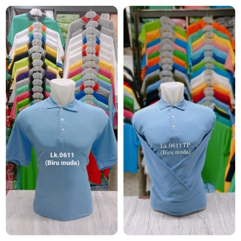 kaos kerah polo premium biru muda polos 607 pratama