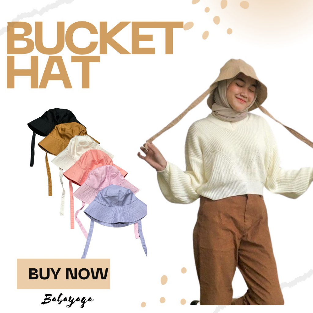 Babayaga Bucket Hat Wide Tali Wanita Pria Dewasa – Topi Bucket Lebar Tali