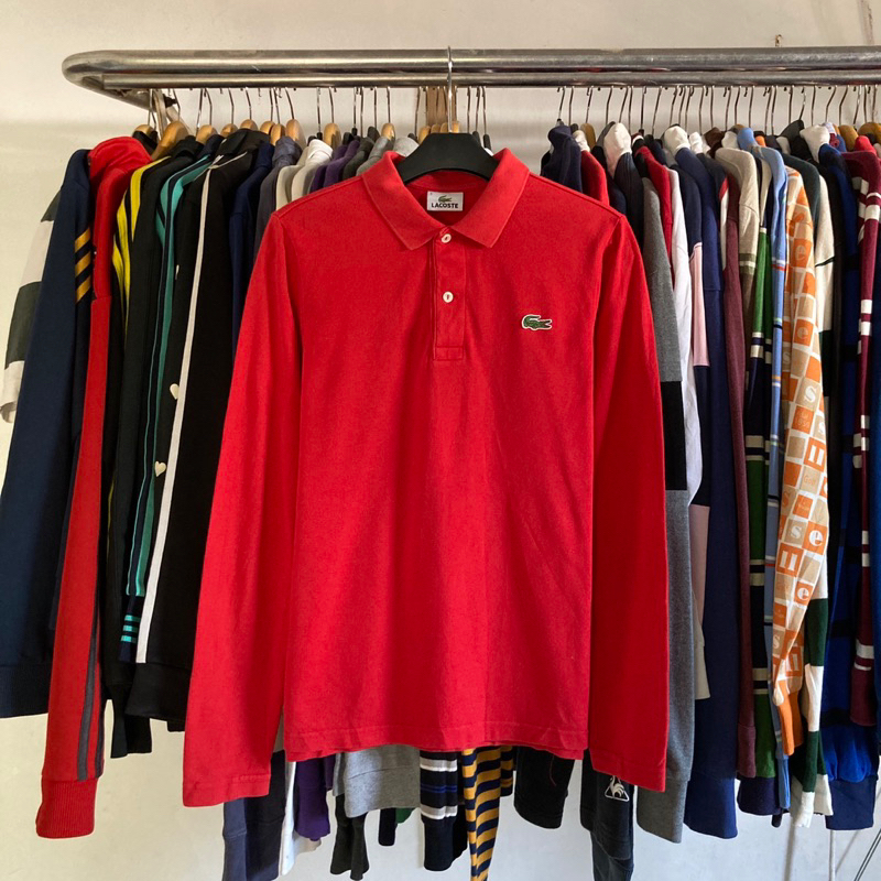 Polo Shirt Lacoste Red Longsleeve Second Original