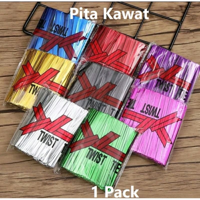 

( 1 pak ) PITA KAWAT SOUVENIR / KAWAT PITA / TWIEST TIE / KAWAT METALIK / PITA KAWAT SOUVERNIR POTONG