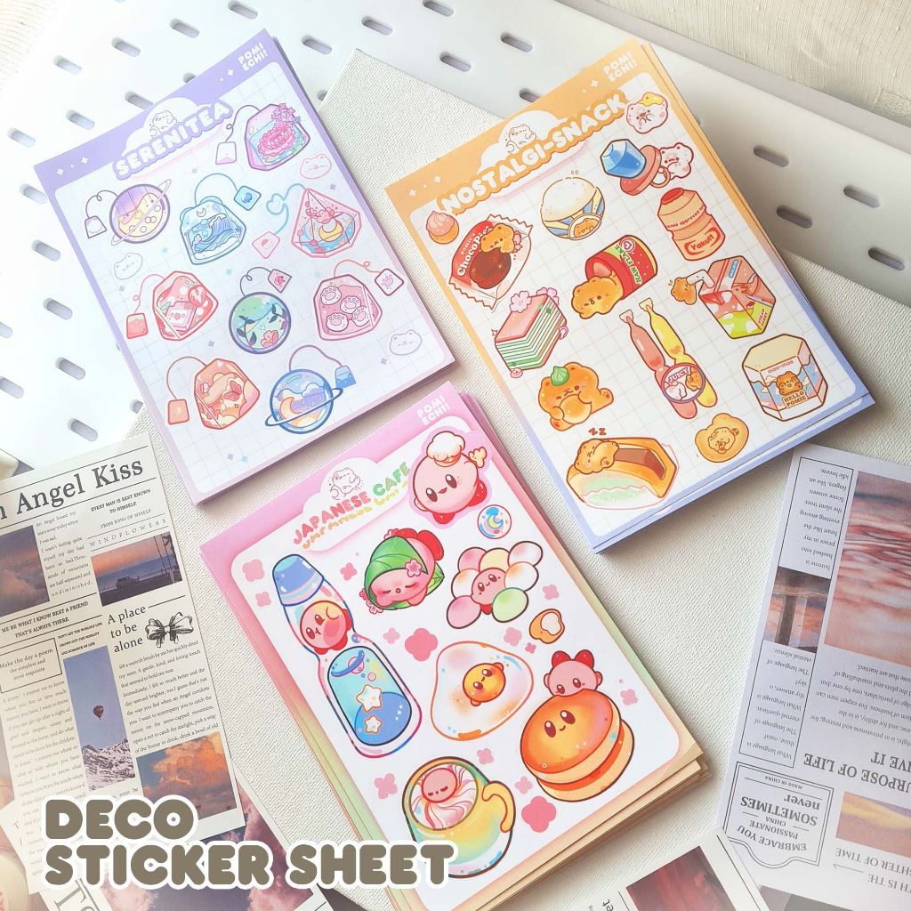 

Cute Deco Sticker Sheet by Pomiechi Serenitea NostalgicSnack Kirby Cafe