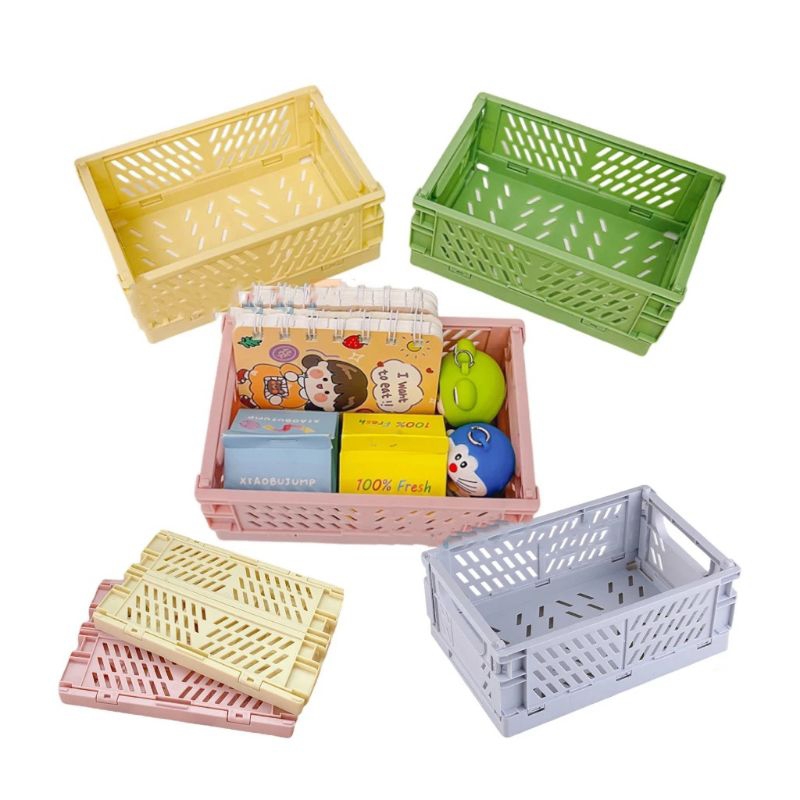 KERANJANG LIPAT SERBAGUNA /  RAK KOTAK LIPAT PENYIMPANAN MULTIFUNGSI / BOX PENYIMPANAN ATK MAKE UP C