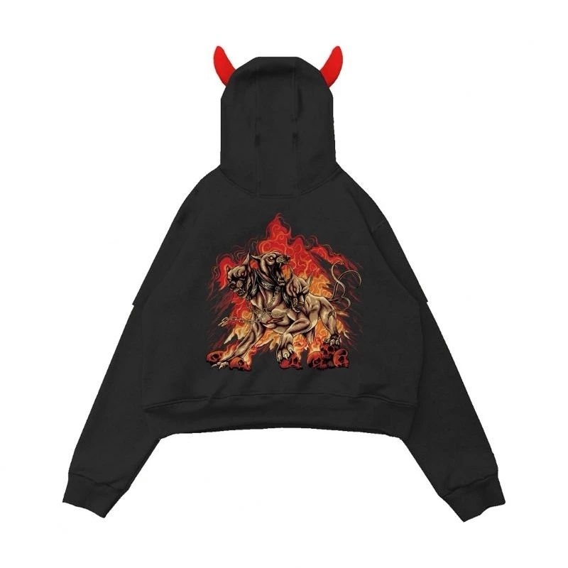 Hoodie Crop Devil Oversize (TANDUK)